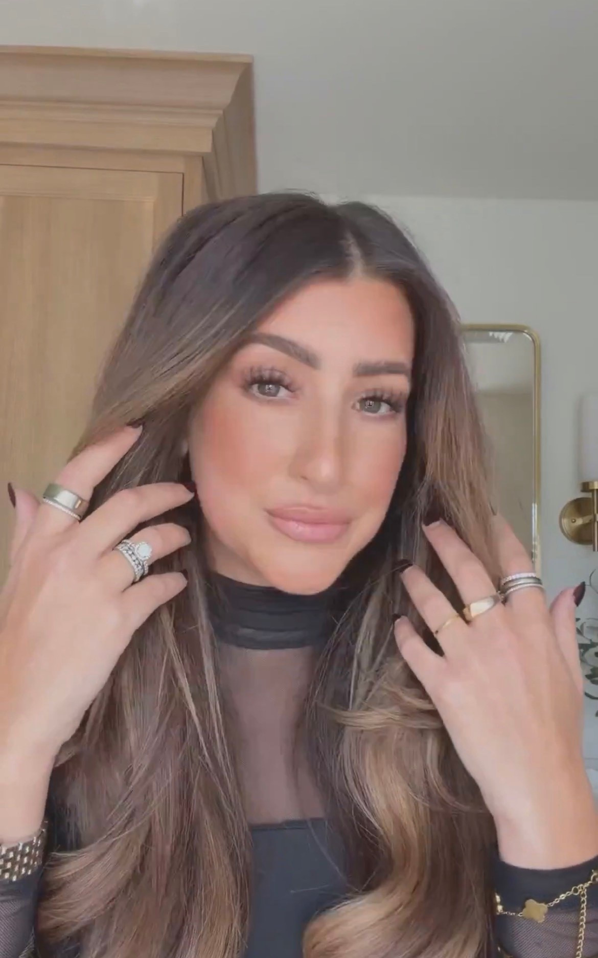 Easy glam look. Love these lashes! Press on and no glue required + they’re reusable! Xx 

Charolette Tilbury Iconic nude lip liner
Tarte lip Cherry blossom gloss
Mac lipstick Flesh pot 
Tarte creamy concealer 16n
Maybelline rise blush 
Maybelline foundation 220
IT cc cream mixed med

NYE makeup. Beauty hacks. 

#LTKgrwm #LTKmomlife #LTKBeauty