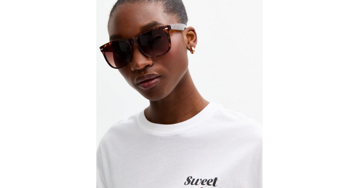 Dark Brown Tortoiseshell Effect Square Retro Sunglasses | New Look | New Look (UK)