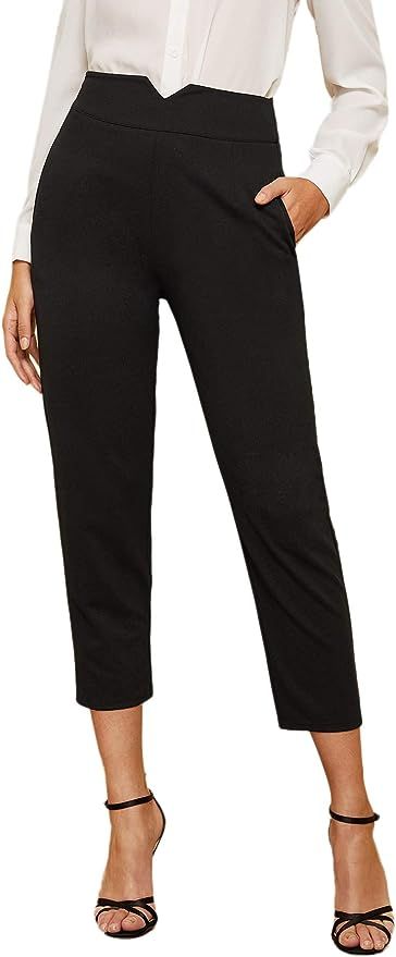 SOLY HUX Women's High Waist Straight Leg Pants Cropped Trousers with Pocket | Amazon (US)