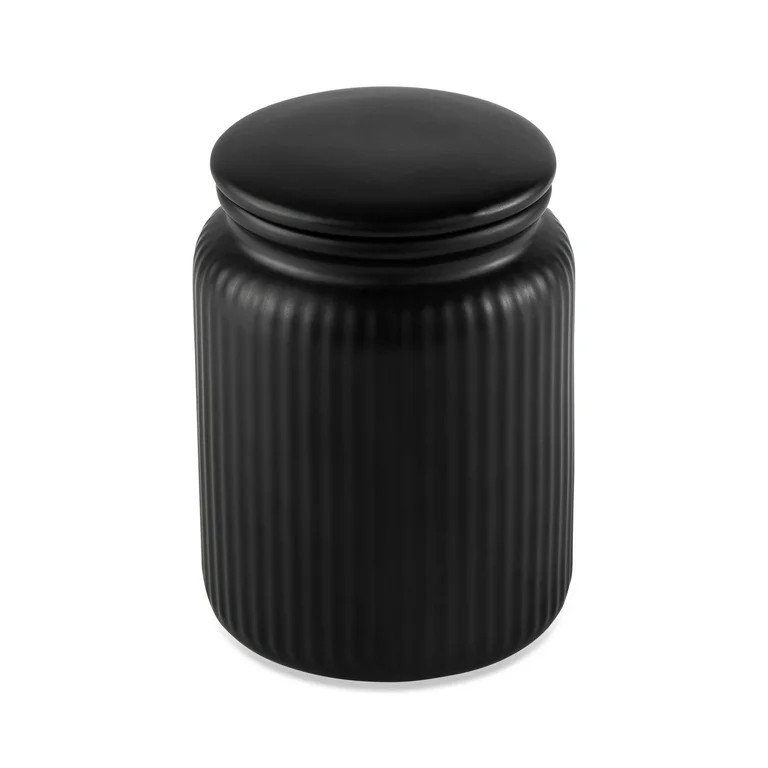Thyme & Table Small (580mL) Ceramic Ribbed Kitchen Organization Jar, Black | Walmart (US)