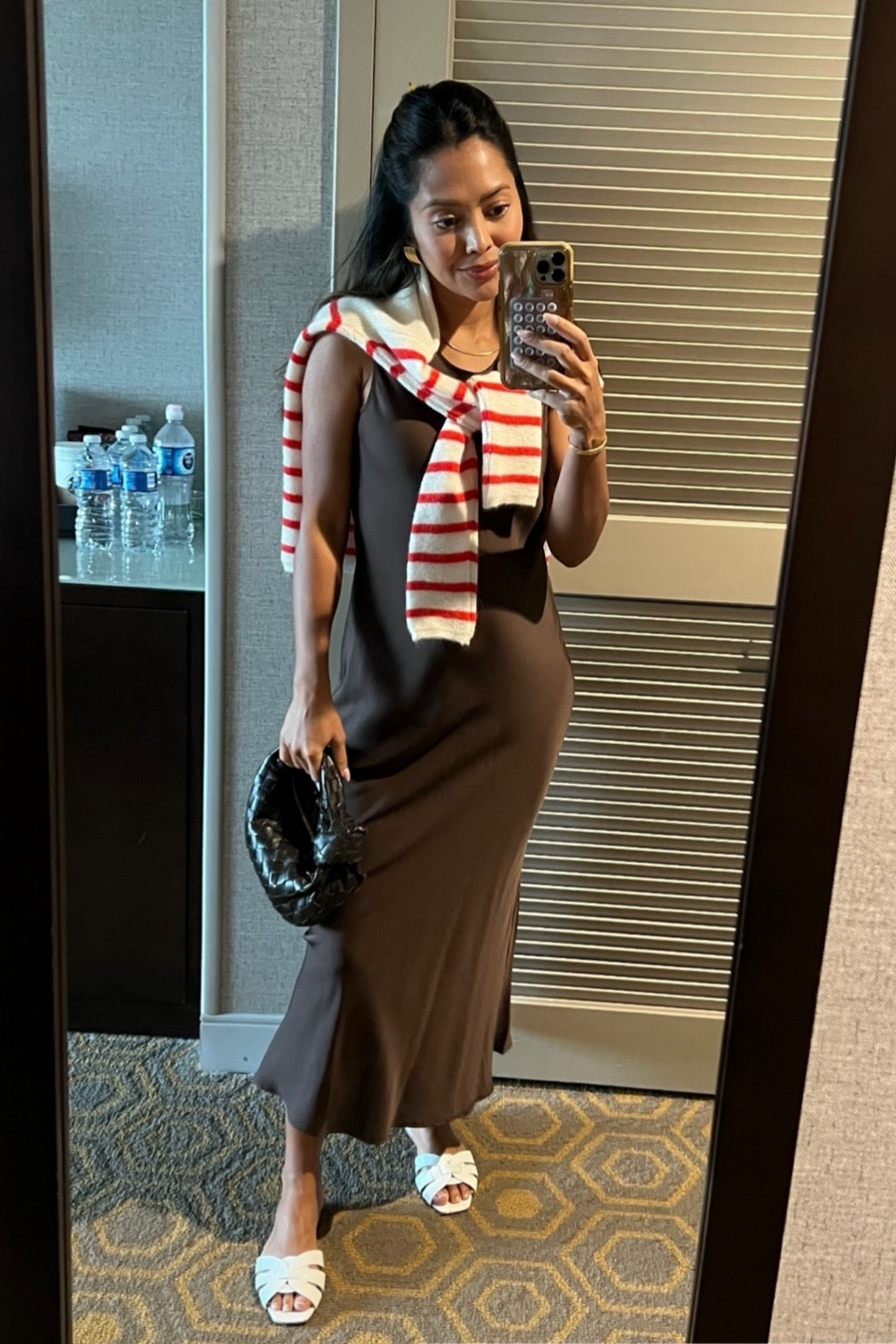 Casual dinner outfit🤎
XS - dress
XXS - cardigan 

Satin dress, midi dress, bump style

#LTKBump #LTKFindsUnder100 #LTKFindsUnder50