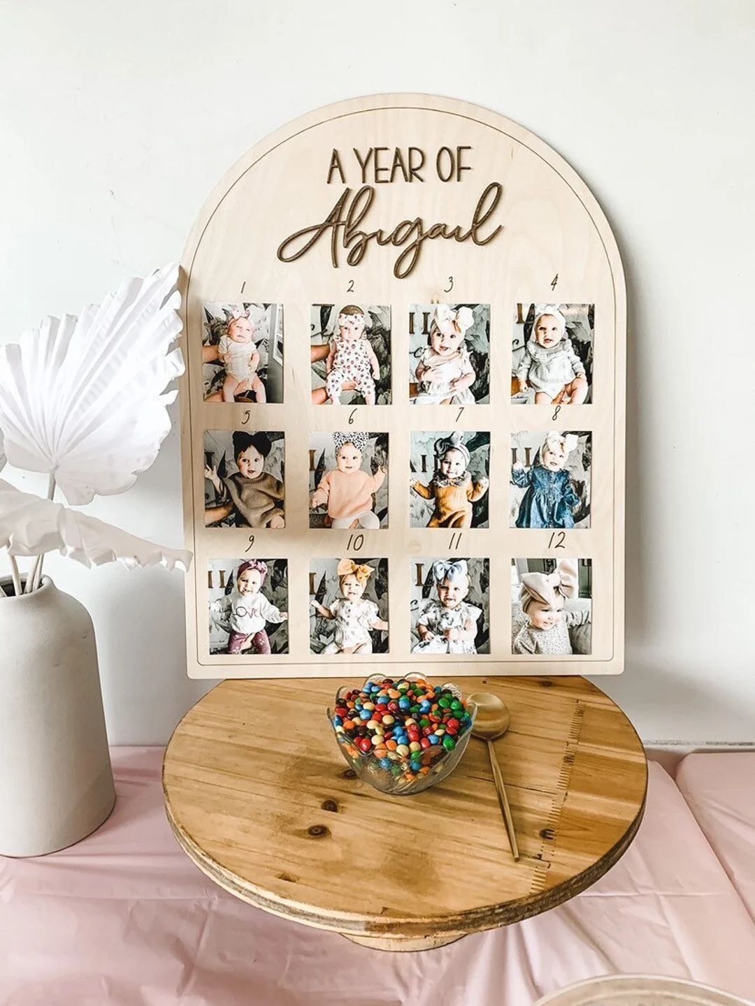 First Birthday Decor | First Birthday Photo Display | Baby Monthly Photos | Photo Prop | Birthday... | Etsy (US)