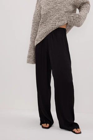 MONICA BLACK SATIN PANT | DISSH