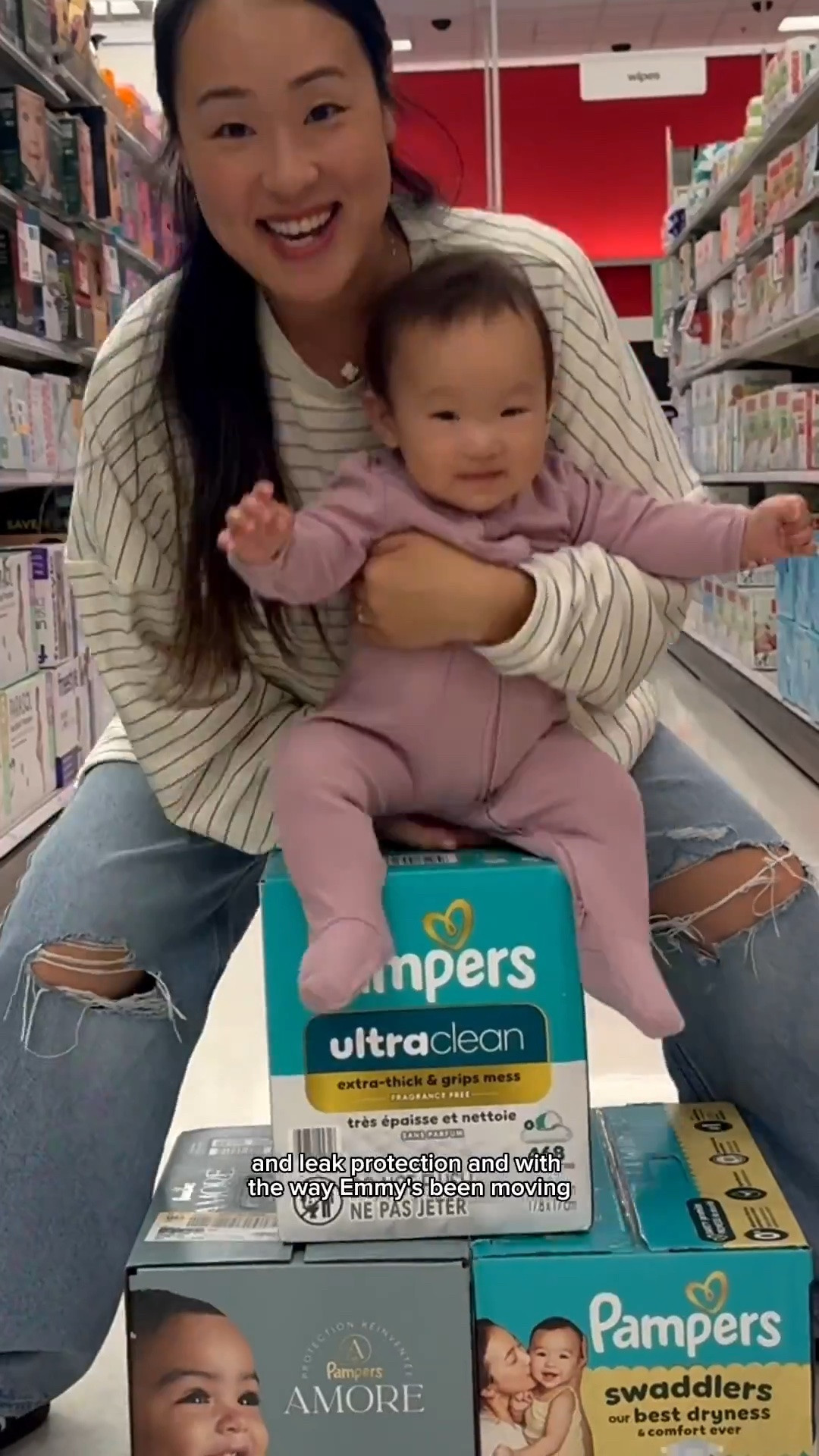 #ad I’ve been using @Pampers Swaddlers diapers for a long time because they have diapers that are up to 100% blow out and leak protection and with the way Emmy’s been moving, I need the best kind. Amore is new to me but considered Pamper’s best diapers because they are crafted with the finest materials, hypoallergenic and free of fragrance, parabens, elemental chlorine, and latex (no natural rubber). Pampers most absorbent and tested for 1000+ harmful ingredients.
you can get $5 off Amore, Swaddlers, and the Ultra Clean Wipes so make sure to go to @Target  for your next Pampers run! 
@shop.LTK https://rstyle.me/+1Uy95sGOjbZXar1vWg3uqw
 #TargetPartner #ParentYourWay #PampersSwaddlers #AMORE #likekit