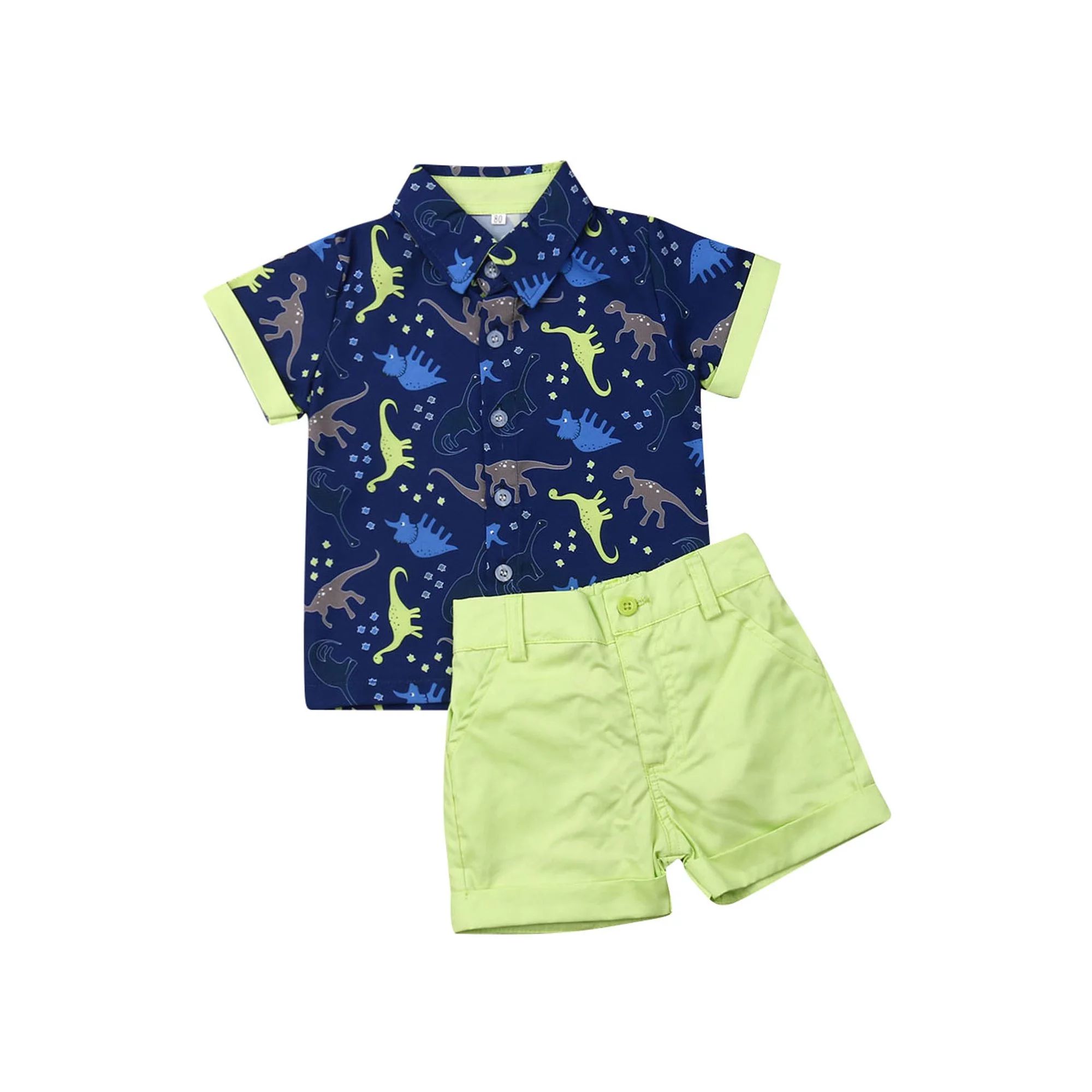 TheFound Toddler Baby Boy Short Sleeve Button Down Shirt Shorts Set 1T 2T 3T 4T 5T Outfits Summer... | Walmart (US)