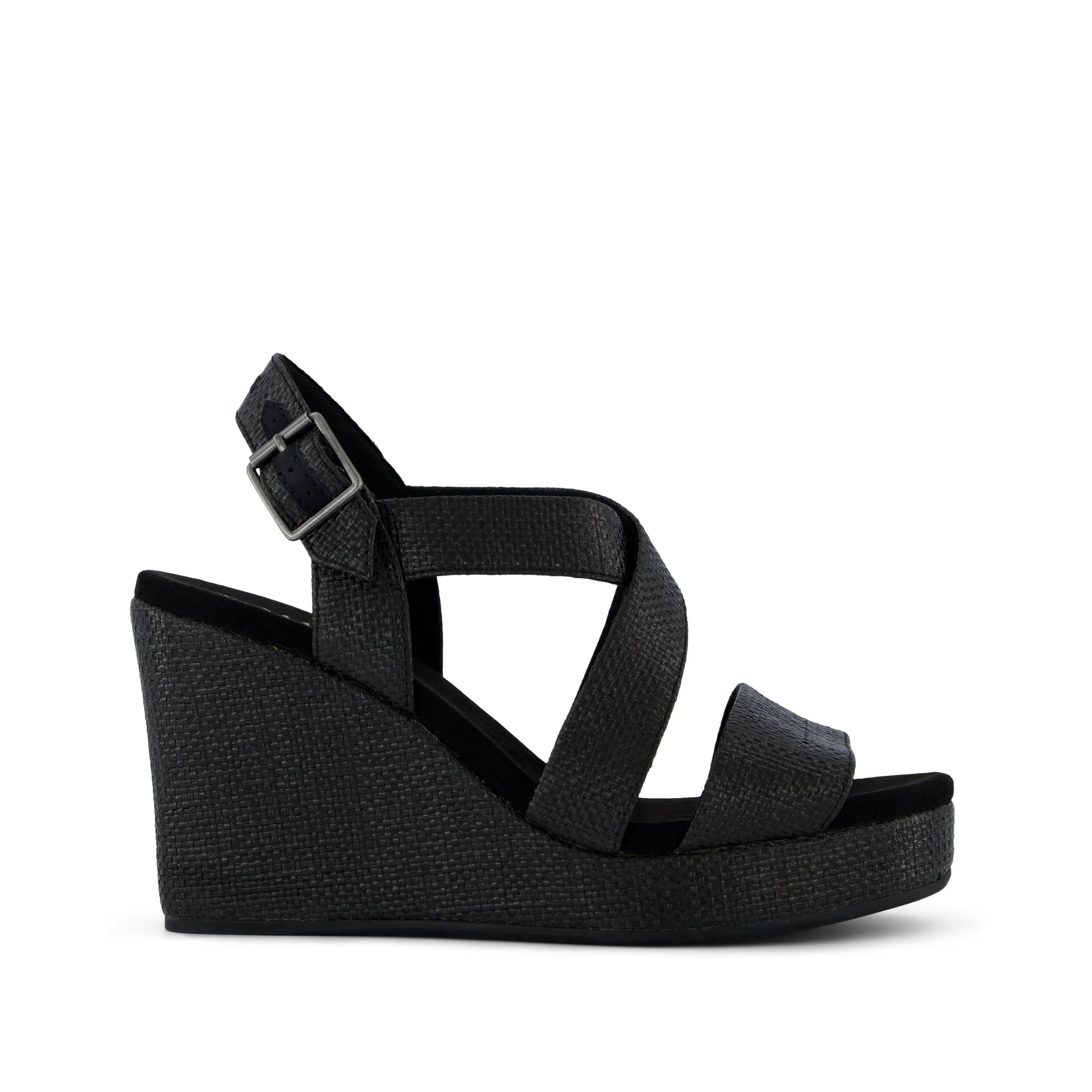 Alondra Wedge Sandal Black Raffia | Toms EMEA