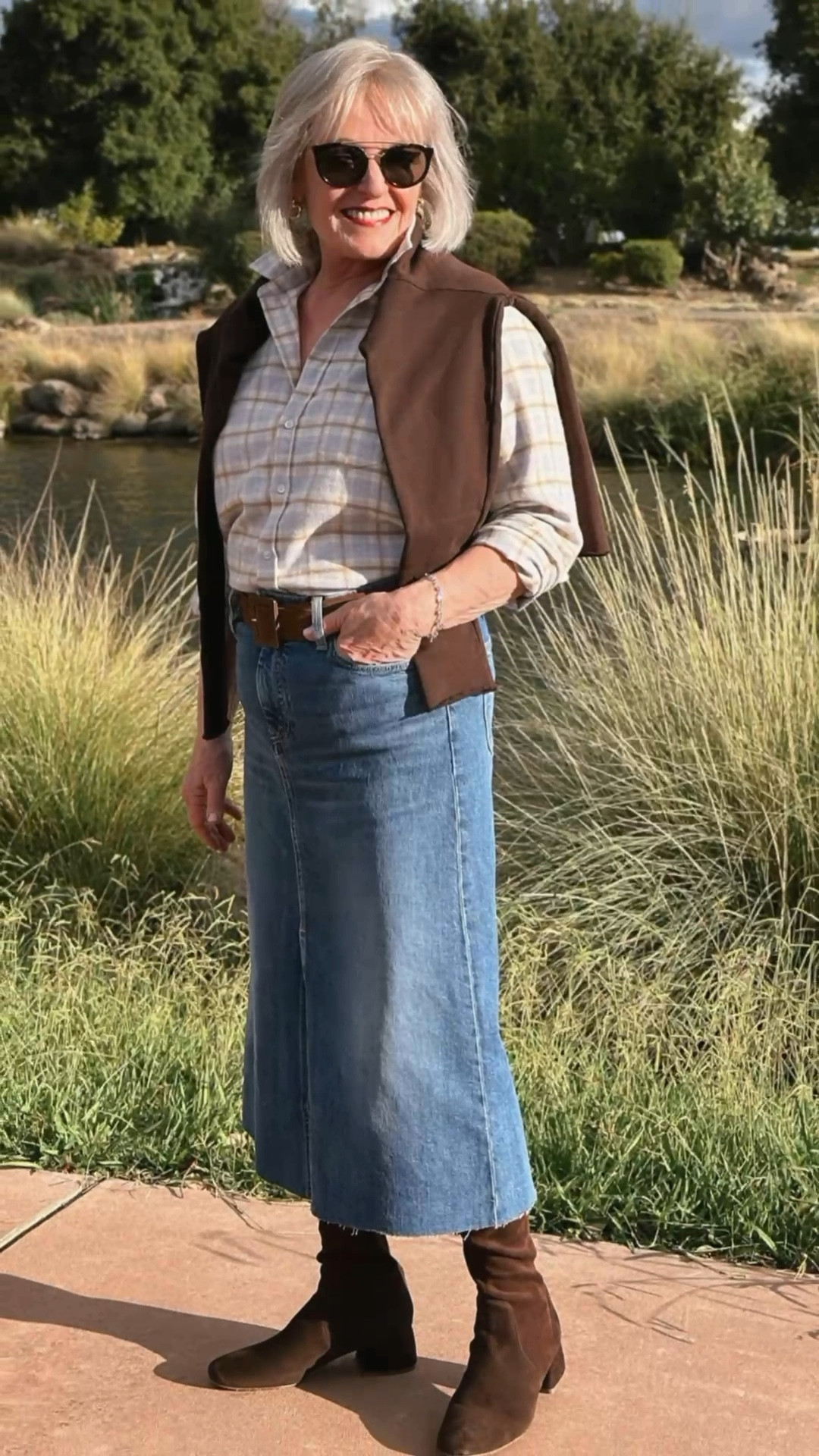 Fall calls for soft layers in cozy fabrics. 🍁 
I’m loving this cozy Patrick Triple Fleece in the color Irish Chocolate (size S).
I’m wearing it over the softest Italian Flannel Shirt in a pretty gray plaid (sizes) and the Donnybrook Denim Skirt (size 29). 
I also love how they pair with these super comfy Derry Illusion slim/straight leg jeans (size 29)

I also leveled up the Eileen denim shirt with the Belfast triple fleece jacket in fresh white (size S)
I loved how easy their pieces are to mix and match. 

My love of @FrankandEileen deepens with every item I incorporate into my wardrobe. They’re a woman owned B-Corp leader in the slow fashion movement. Every item is made with extreme care in sunny California. 
You can learn more about Frank and Eileen through the LTK app and shop all my favorites. 
#FrankandEileenPartner #wearloverepeat 

#LTKStyleTip #LTKOver40 #LTKSeasonal