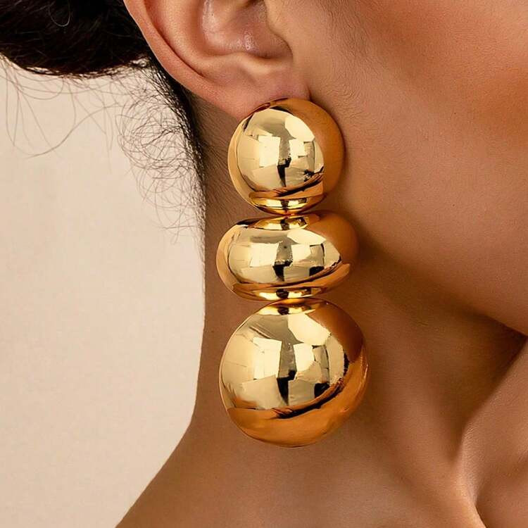 1 Pair Of Stylish Geometric Stainless Steel Earrings, Retro& Bohemian Style Earrings ,Ladies Enga... | SHEIN