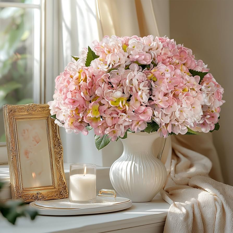 10PCS Faux Hydrangea Flower Hydrangea Artificial Flowers Hydrangea Bouquet Faux Flower Table Cent... | Amazon (US)