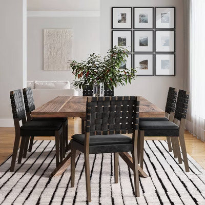 Nathan James Set of 6 Cohen Faux Leather Dining Chair Black | Target