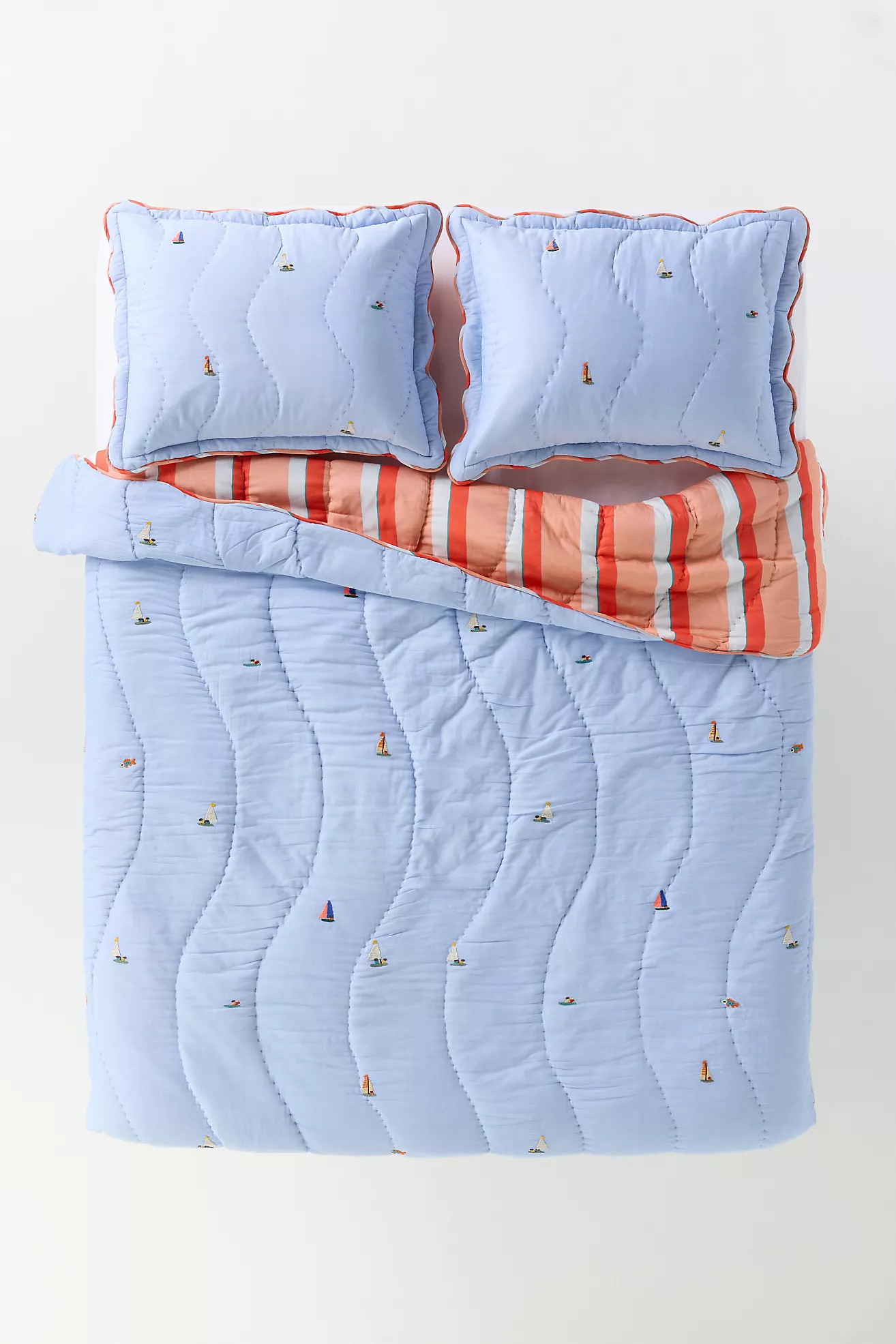 Annika Cotton Sailor Embroidered Quilt | Anthropologie (US)