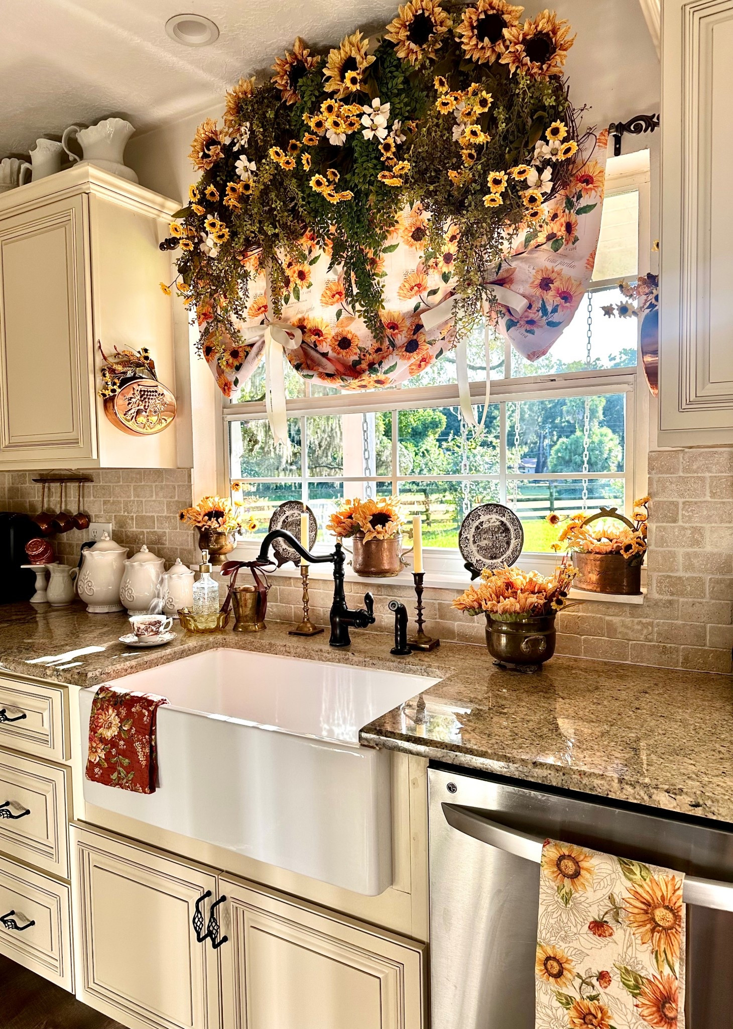 Create a sunflower garden in your kitchen this fall!! I used a tablecloth to make my tie up valance and it’s easier than you think. 

#LTKSeasonal #LTKHome #LTKFindsUnder100