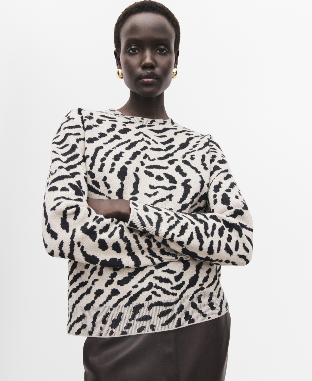 Mango Women's Animal Print Sweater - Medium Brown | Macy's