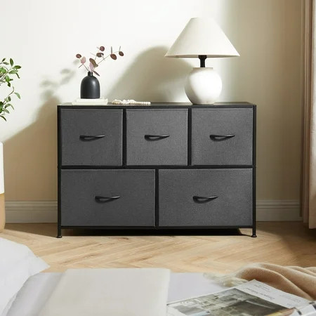 Mainstays 5-Drawer 40 in Wide Fabric Storage Dresser for Bedroom, Grey | Walmart (US)