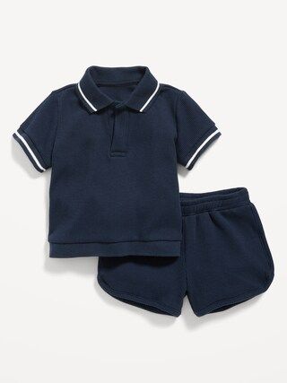 Short-Sleeve Thermal-Knit Polo Shirt & Shorts Set for Baby | Old Navy (US)