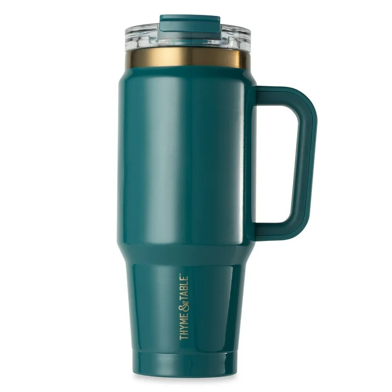 Thyme & Table 32 fl oz Stainless Steel Luna Tumbler with Handle and Dual Straw Lid, Teal | Walmart (US)