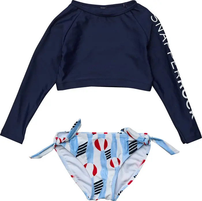 Snapper Rock Kids' Beach Bounce Two-Piece Crop Rashguard Swimsuit | Nordstromrack | Nordstrom Rack
