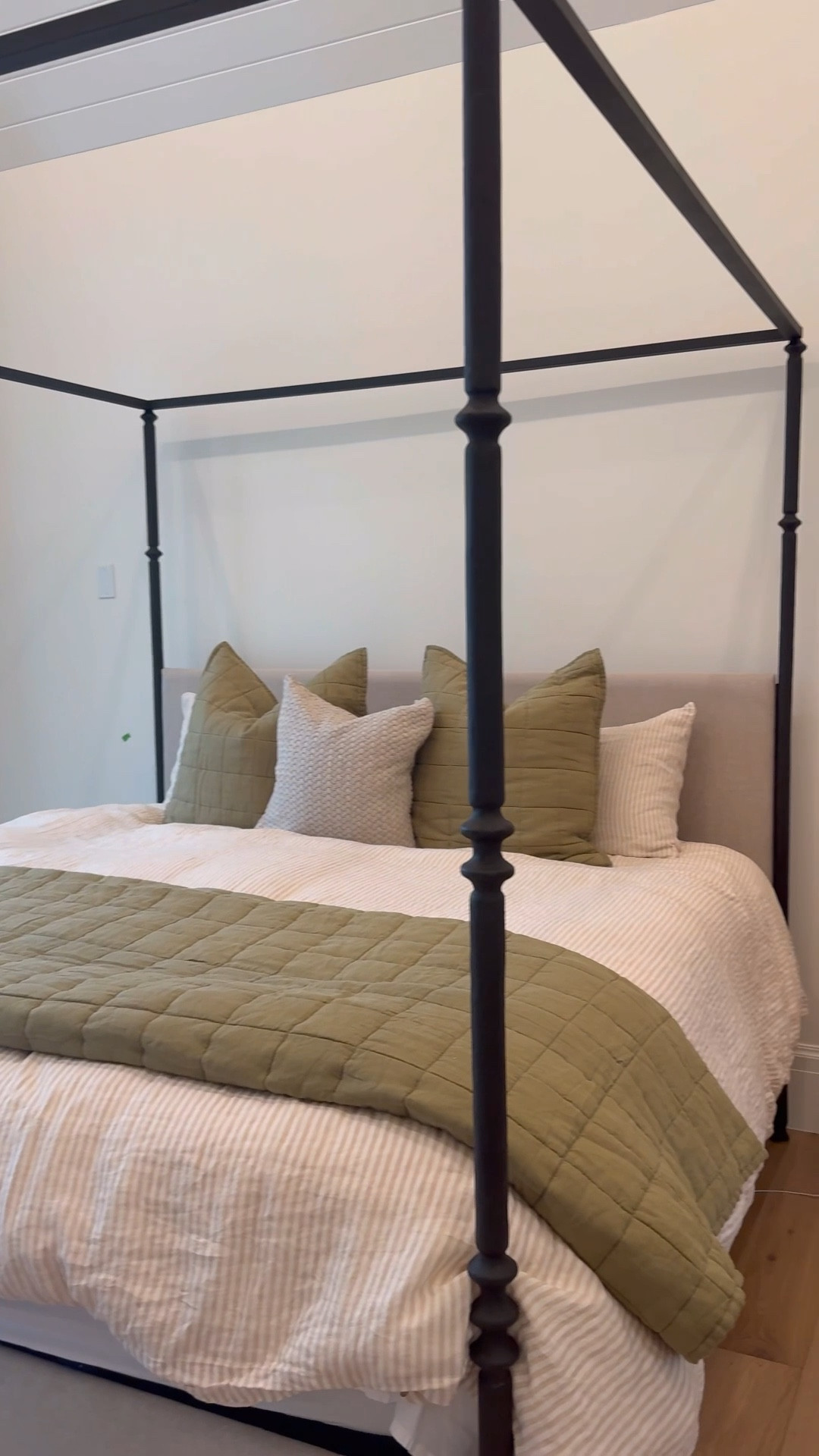 Our new canopy bed is so much sturdier than our last. Love the hammered iron details. So excited about this purchase. 

I also linked our sofa- ITS ON SALE. It’s a slope arm sofa- same one that we had at our last home but different fabric. We went with the chenille this time. If you know you love something why change! 

Pink shirt ,  barrel jeans - light wash sold out but lots of indigo color in stock , belt, and platform sneakers linked too! 

#LTKSaleAlert #LTKHome