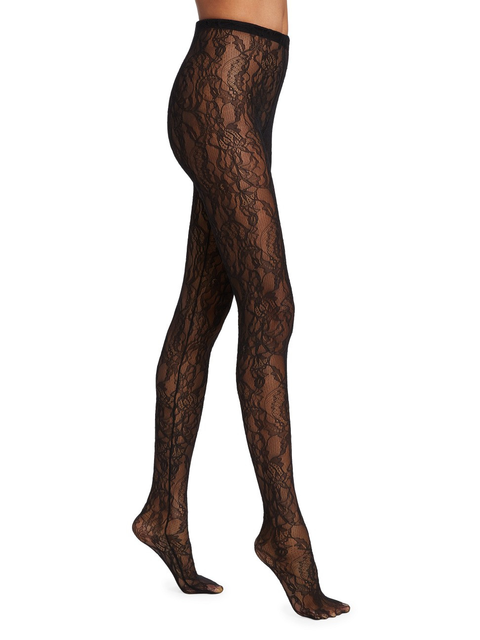Women's High-Waisted Lace Tights - Black - Size Small | Saks Fifth Avenue