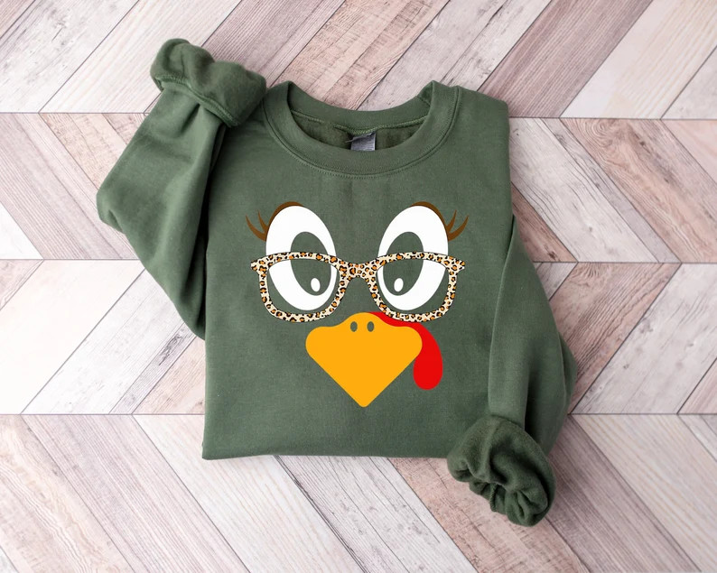 Cute Turkey Fall Thanksgiving Sweatshirt Thanksgiving Family - Etsy | Etsy (US)