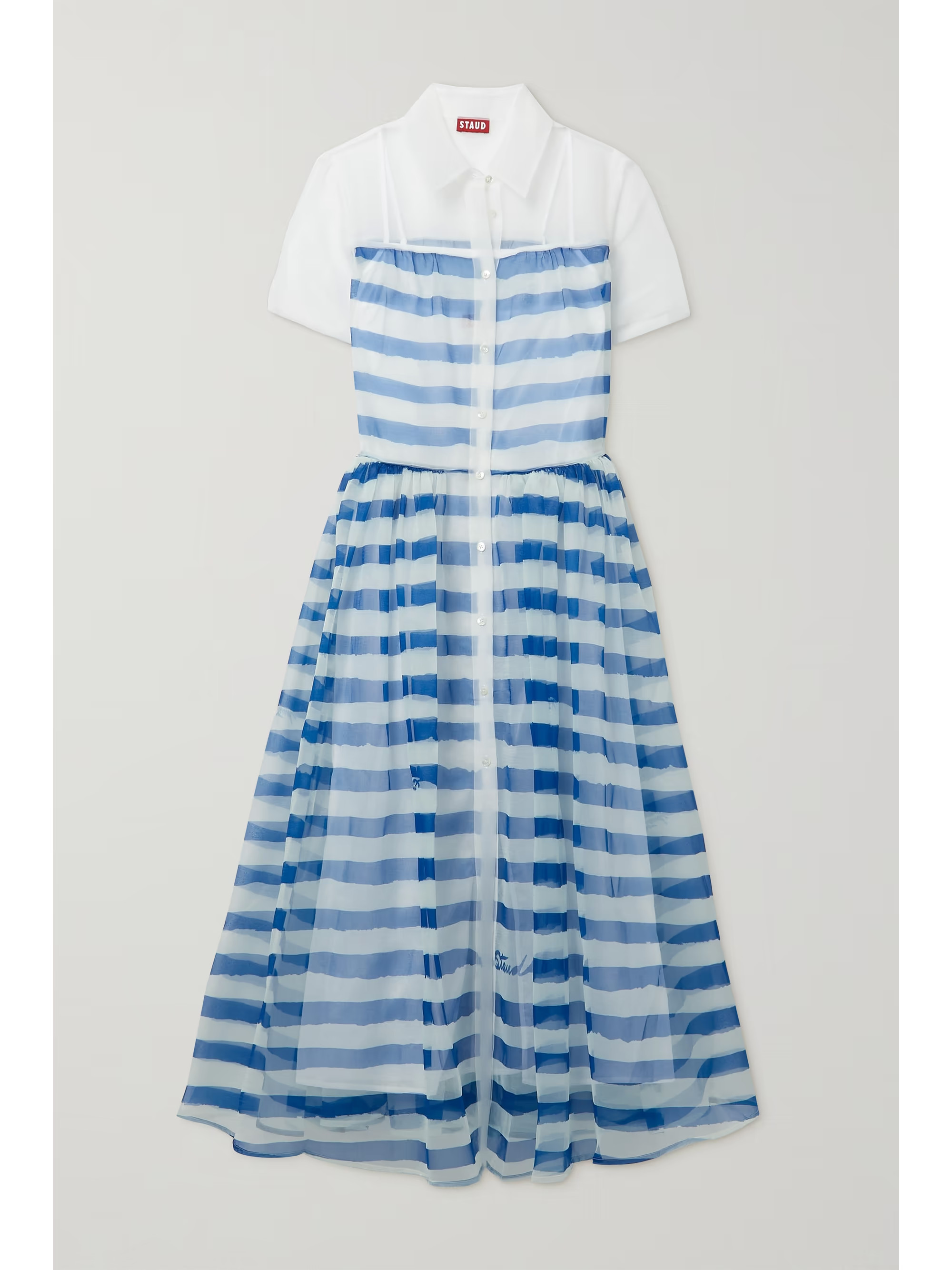 Blue Guilia striped organza shirt dress | STAUD | NET-A-PORTER | NET-A-PORTER (US)