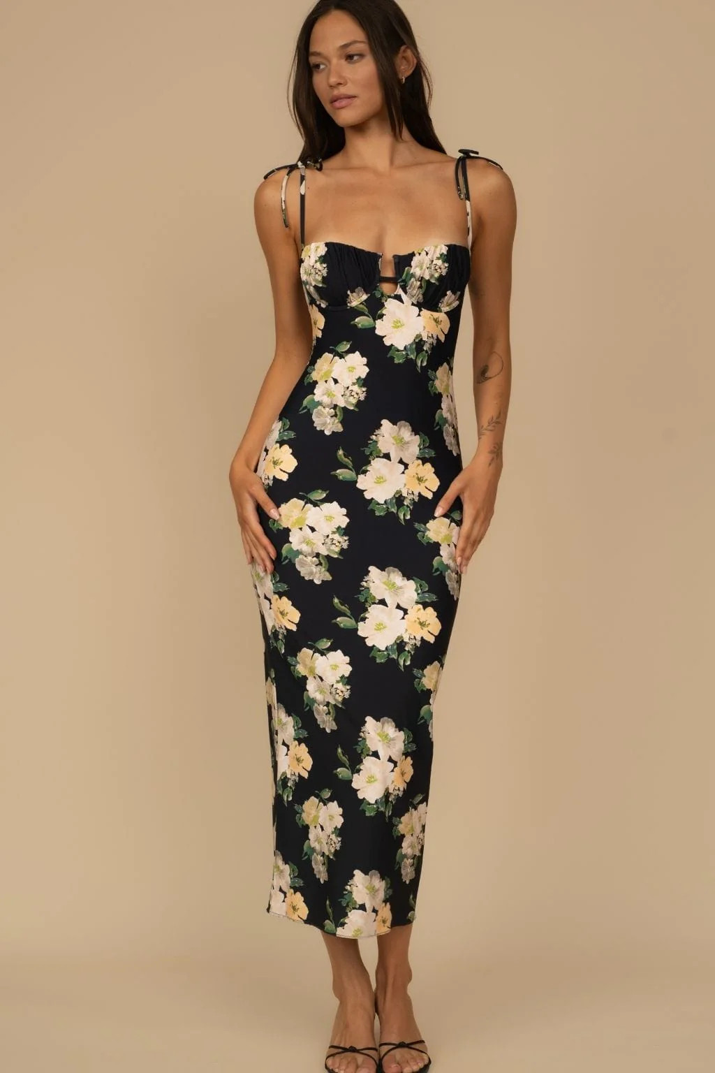 Liz Floral Petal Long Slip Dress | Montce