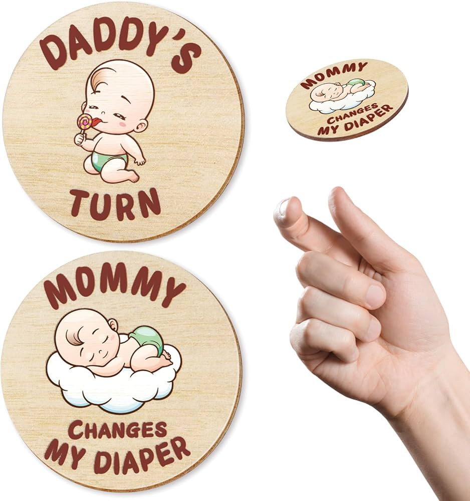 Parent Baby Decision Coin New Mom Gift Set,Cute Pregnancy Gift for First Mom Wooden Baby Shower F... | Amazon (US)