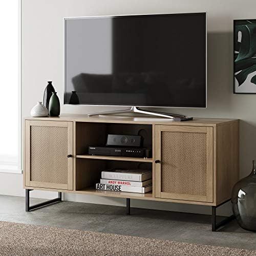 Nathan James Mina Modern TV Stand Entertainment Cabinet, Console with a Natural Wood Finish and M... | Amazon (US)