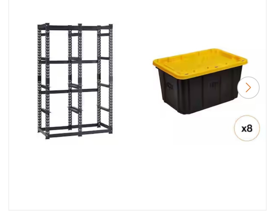 Basement or garage storage 10-Tote Metal Storage Rack (50 in. W x 78 in. H x 24 in. D) and 27 Gal. Black/Yellow Tough Storage Tote (8-Count) Combo #storage 

#LTKMens #LTKHome