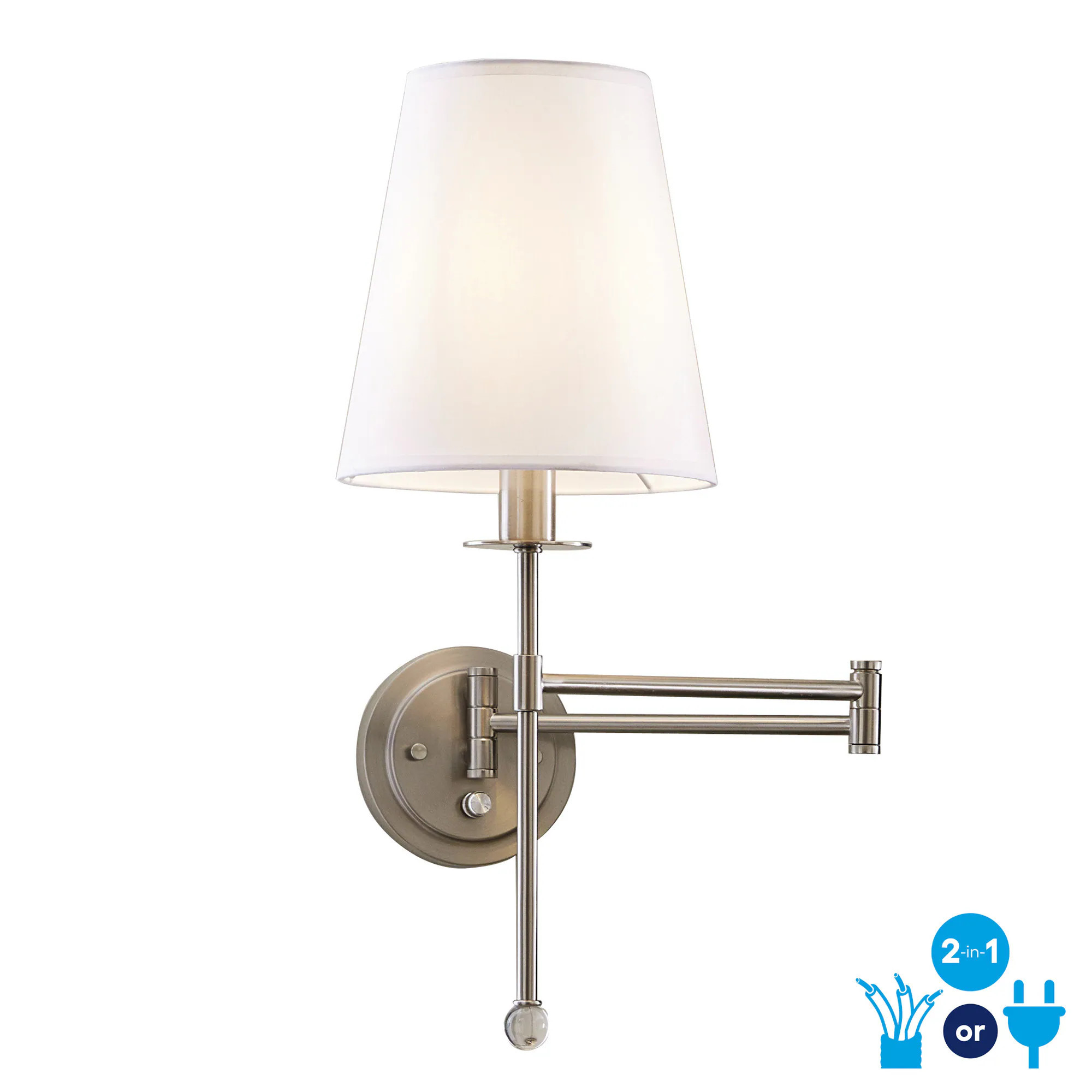 allen + roth Zooey 8-in W 1-Light Brushed Nickel Incandescent Wall Sconce | FV21-177 | Lowe's