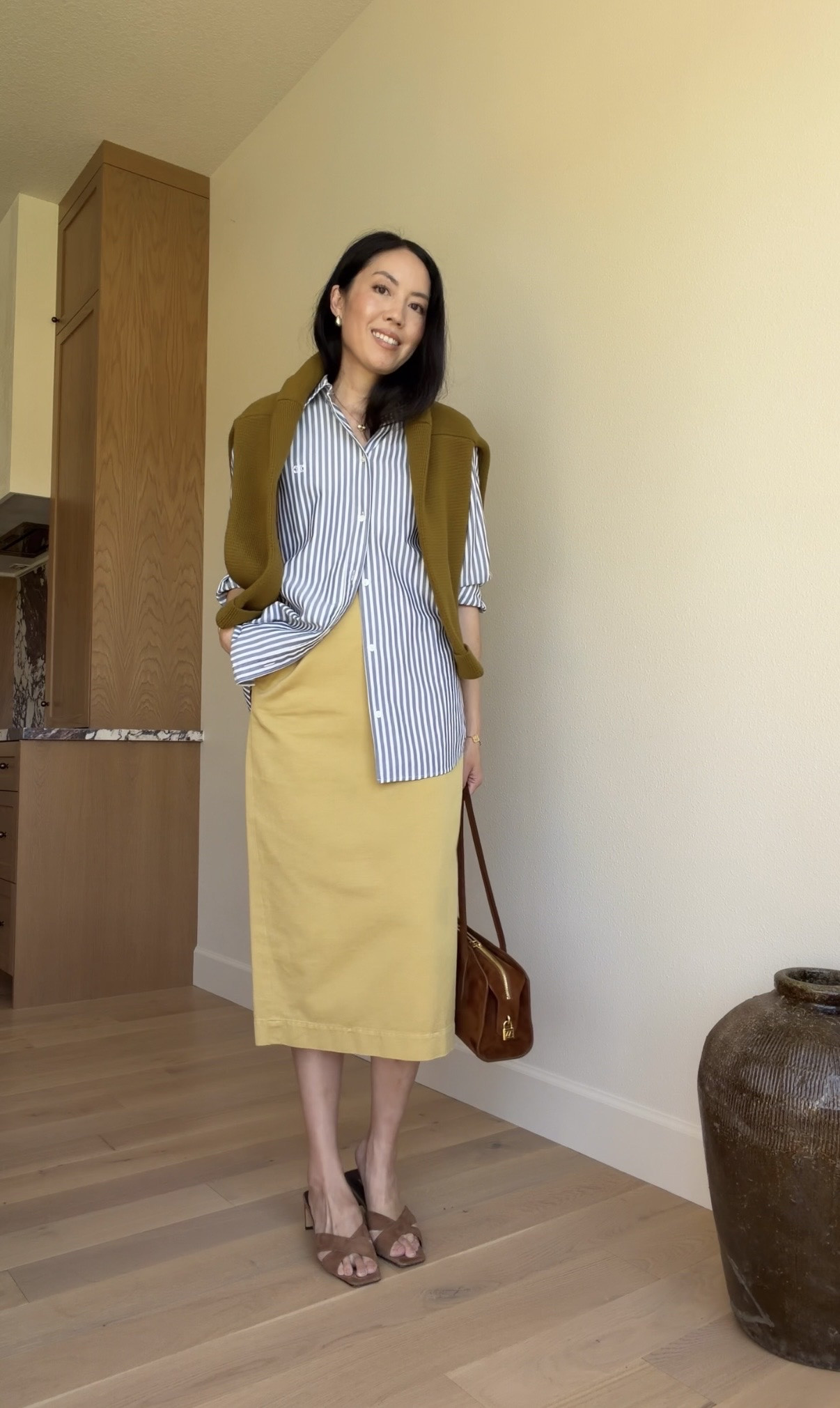 Office outfit inspiration. Shop similar styles here. 

#classicstyle
#summerworkwear
#longskirt
#stripedshirt
#OOTD

#LTKootd #LTKgrwm #LTKSeasonal