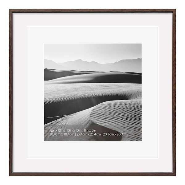 12x12 Walnut Thin Matted to 10x10 & 8x8 Wall Frame | At Home