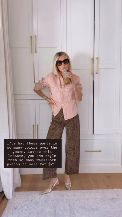 Can’t say enough good things about the sailor jeans from Target! This pink denim top is also so good and fun for fall as a non neutral option! Wearing m top and 2 jeans

Loverly grey, leopard cheetah pants, animal print denim, pink denim button down shirt, fall outfit ideas, Target deal, Target fashion