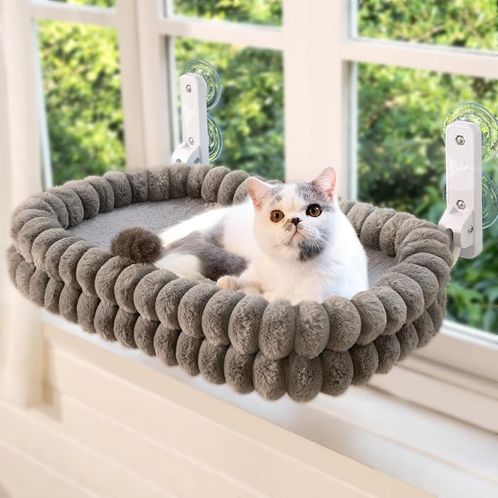 Cat Window Perch for Indoor Cats Hammock for Window with Reversible Cushion, Foldable Cat Window ... | Amazon (US)