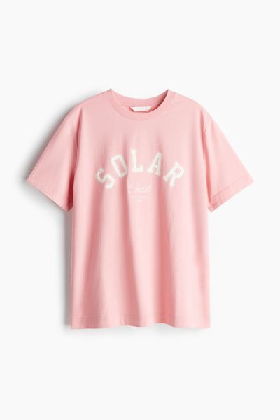 Printed T-shirt - Round Neck - Short sleeve - Light pink/Solar Coast - Ladies | H&M US | H&M (US + CA)
