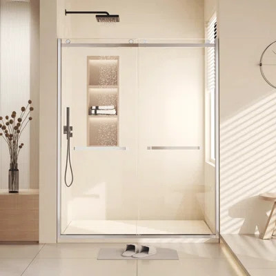 56" - 60" W Dual Sliding Tempered Glass Shower Door | Wayfair North America