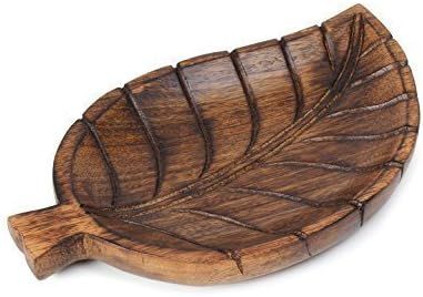 NIRMAN - Decorative Tray Wooden Leaf Design Serving Tray Platter Breakfast Table Kitchen Décor | Amazon (US)