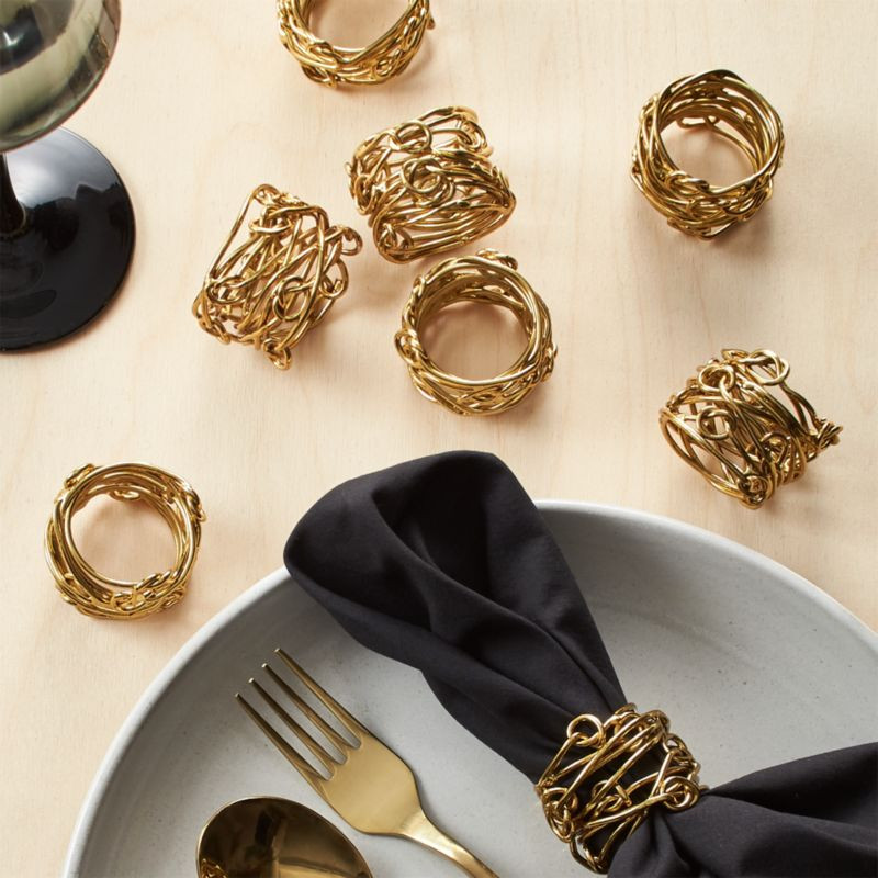 Knot Gold Napkin Rings Set of 8 + Reviews | CB2 | CB2