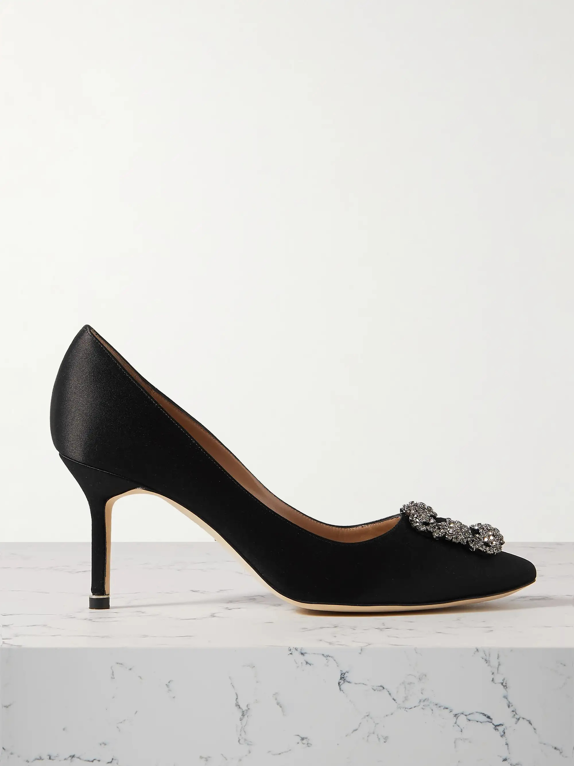 Hangisi 70 crystal-embellished satin pumps | NET-A-PORTER (US)