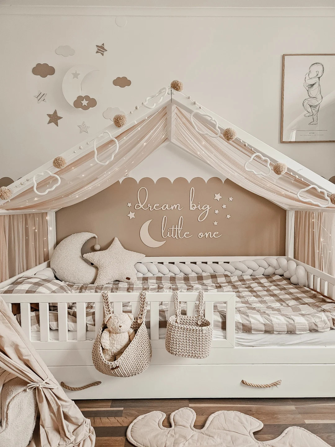 Dream Big Little One, Wall Decoration, Nursery Decor, Moon and Stars, Baby Room, Babyzimmer, Schr... | Etsy (US)