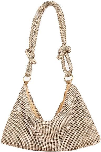 UMREN Rhinestone Hobo Bags for Women Chic Evening Handbag Sparkly Crystal Cluth Purse for Party C... | Amazon (US)