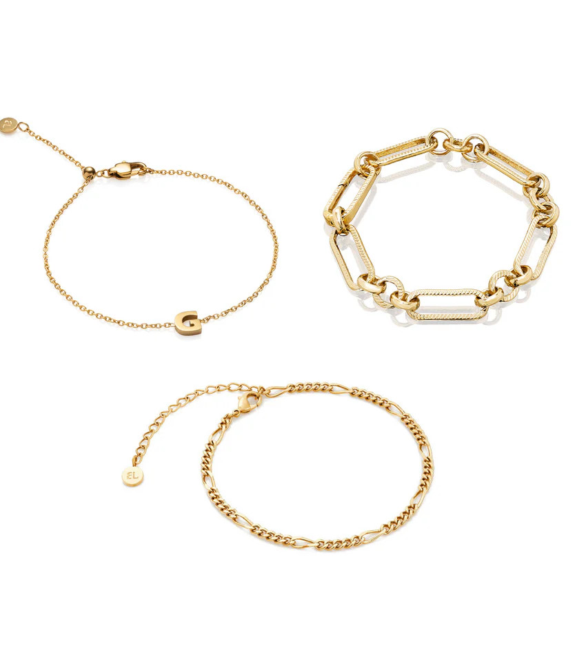 Figaro Chain Bracelet Bundle (Gold) | Abbott Lyon
