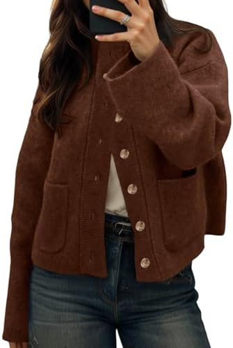 Cicy Bell Womens Chunky Knit Cardigan Sweaters Button Down Mock Neck Open Front Jacket Winter Cas... | Amazon (US)
