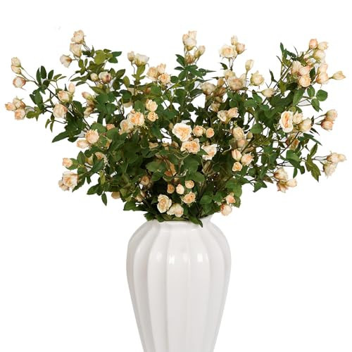 Melorca&Guilla Fake Flowers,6PCS 29" Artificial Rose for Vase, Long Stems Champagne Artificial Flowers Faux Flower Arrangements for Shop Garden Office Home Décor (6, Champagne Rose) | Amazon (US)