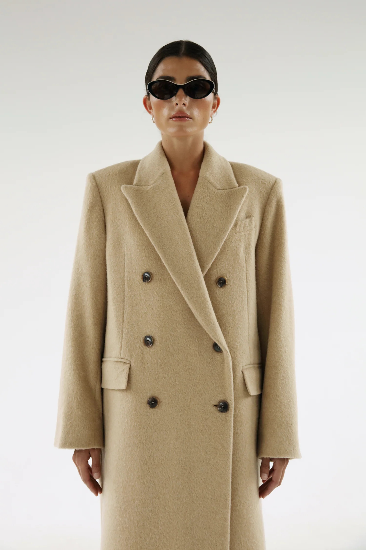 Drew Double-Breasted Coat, caramel | Almada Label