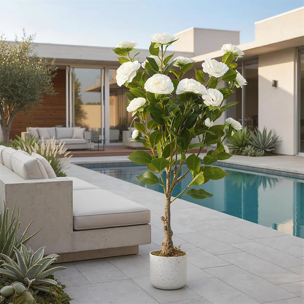 2.8 ft/ 3 ft/ 3.6 ft Artificial Camellia Tree with Flowers, Realistic Faux Camellia Plant in Pot ... | Wayfair North America