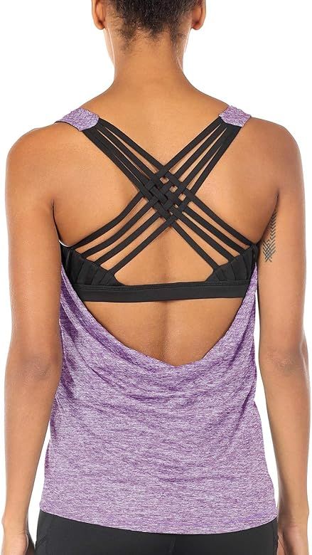 Yoga Tops Workouts Clothes Activewear Built in Bra Tank Tops for Women | Amazon (US)
