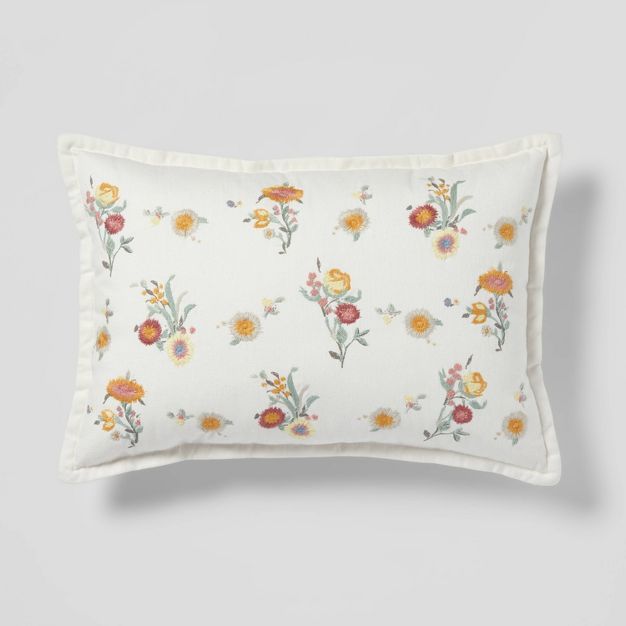 Oblong Embroidered Floral Decorative Throw Pillow - Threshold™ | Target