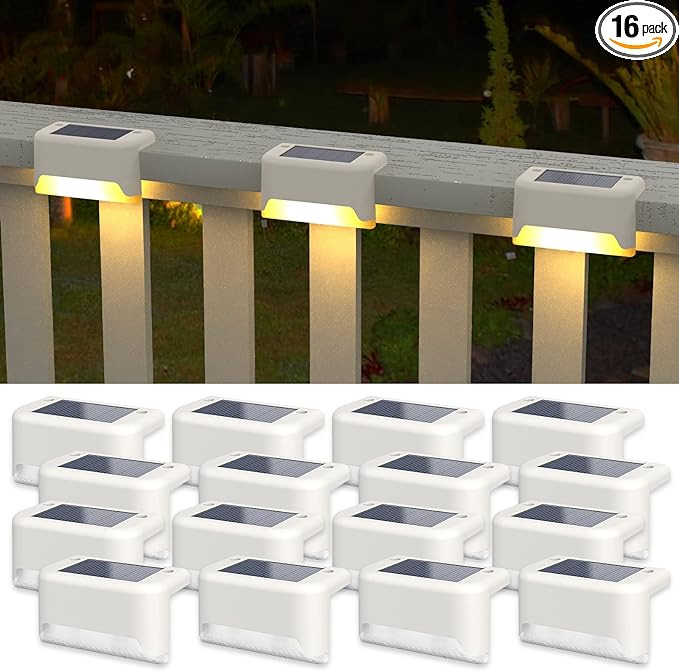 APONUO Solar Deck Lights 16 Pcs, Solar Step Lights Outdoor Waterproof Led Solar Fence Lamp for Pa... | Amazon (US)