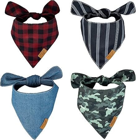 Remy+Roo Dog Bandanas - 4 Pack | Timeless Set | Premium Durable Fabric | Unique Shape | Adjustabl... | Amazon (US)